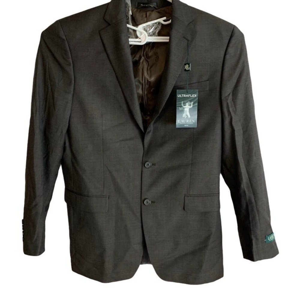 Ralph Lauren Blazer Men 39L Ultraflex Two Button Jacket Brown Heathered Stretch